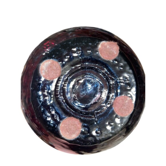 Vtg FENTON Pitcher Hand Blown Purple Coin Dot Optic RUFFLE Edge Reed Handle - Picture 3 of 3